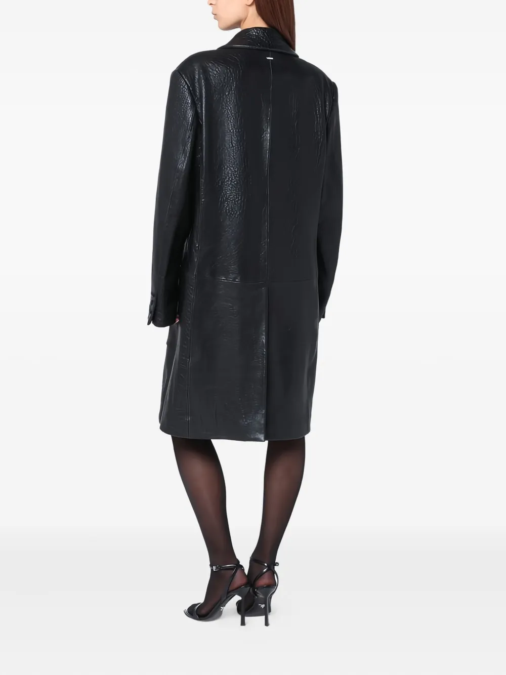 Cassell Single-breasted Black Leather Coat In Black