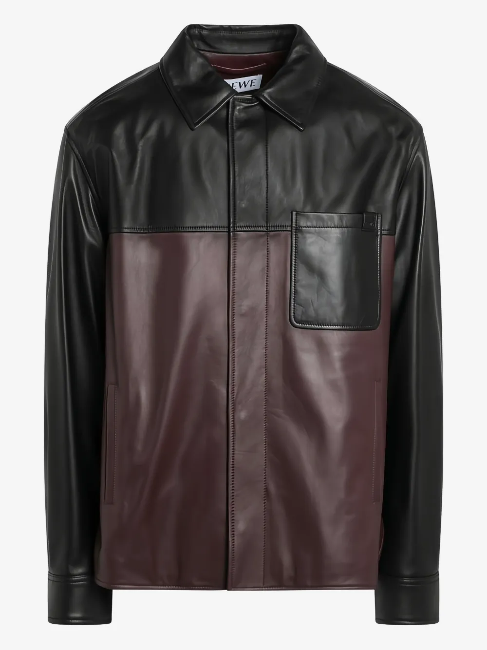 LOEWE colour-block pocket leather jacket | Black | Image 1