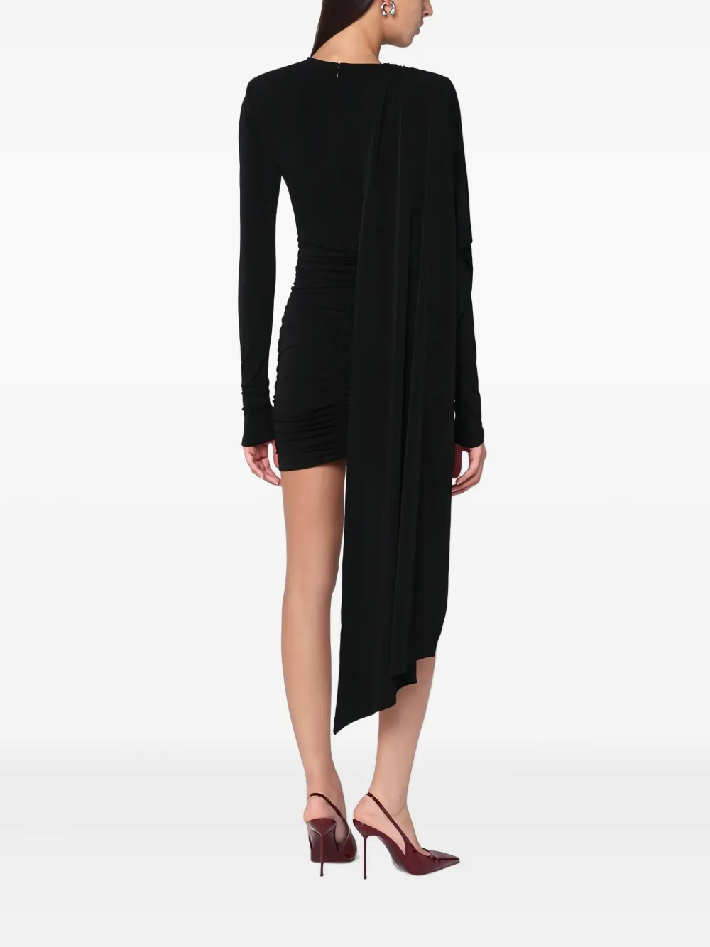 The Andamane Xenia Draped Detail Asymmetric Mini Dress In Black