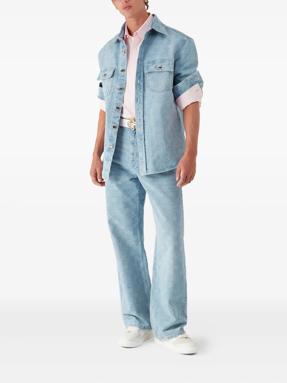 Casablanca monogram-embroidered shirt - Blauw