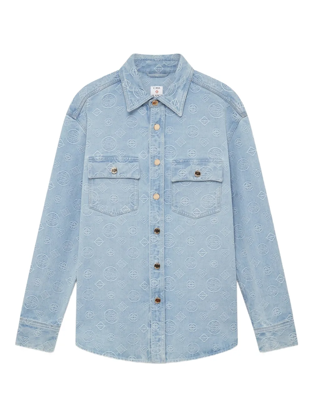Casablanca monogram-embroidered shirt - ブルー Casablanca monogram-embroidered shirt - ブルー
