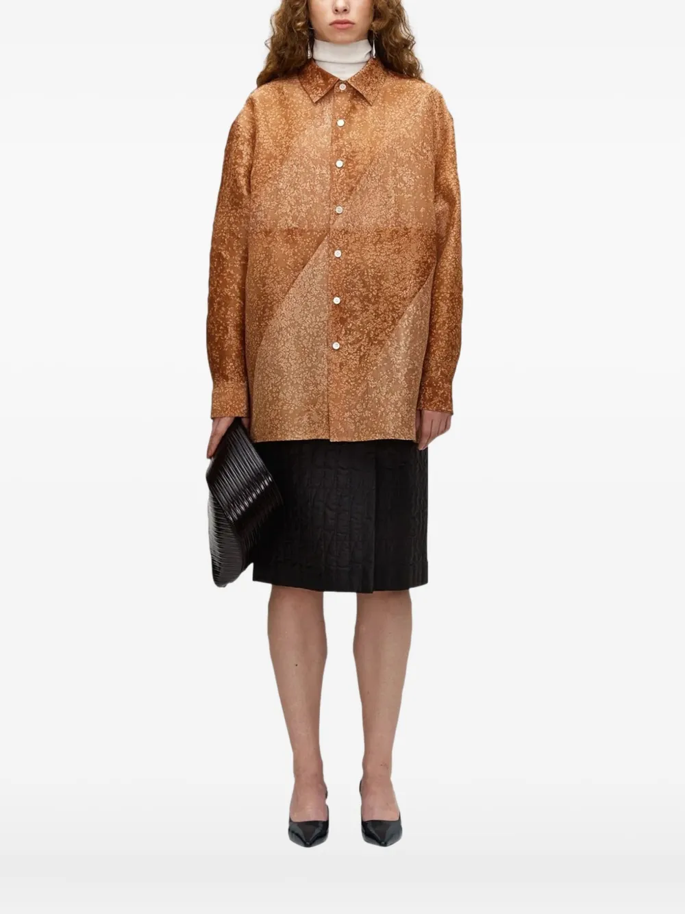 UMBER POSTPAST natural-dyed silk shirt - オレンジ UMBER POSTPAST natural-dyed silk shirt - オレンジ