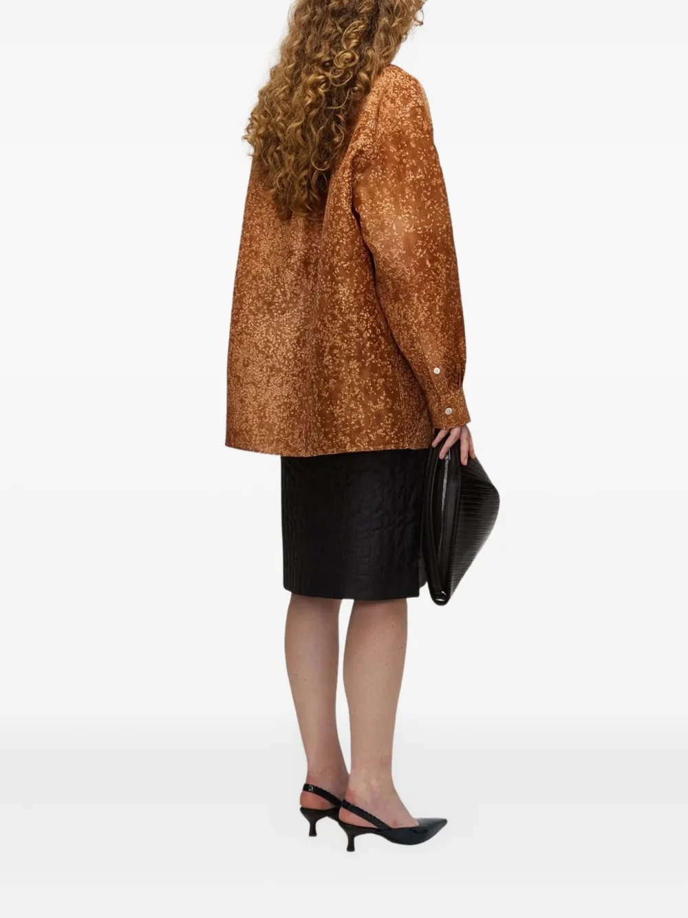 Umber Postpast Natural-dyed Silk Shirt In Orange