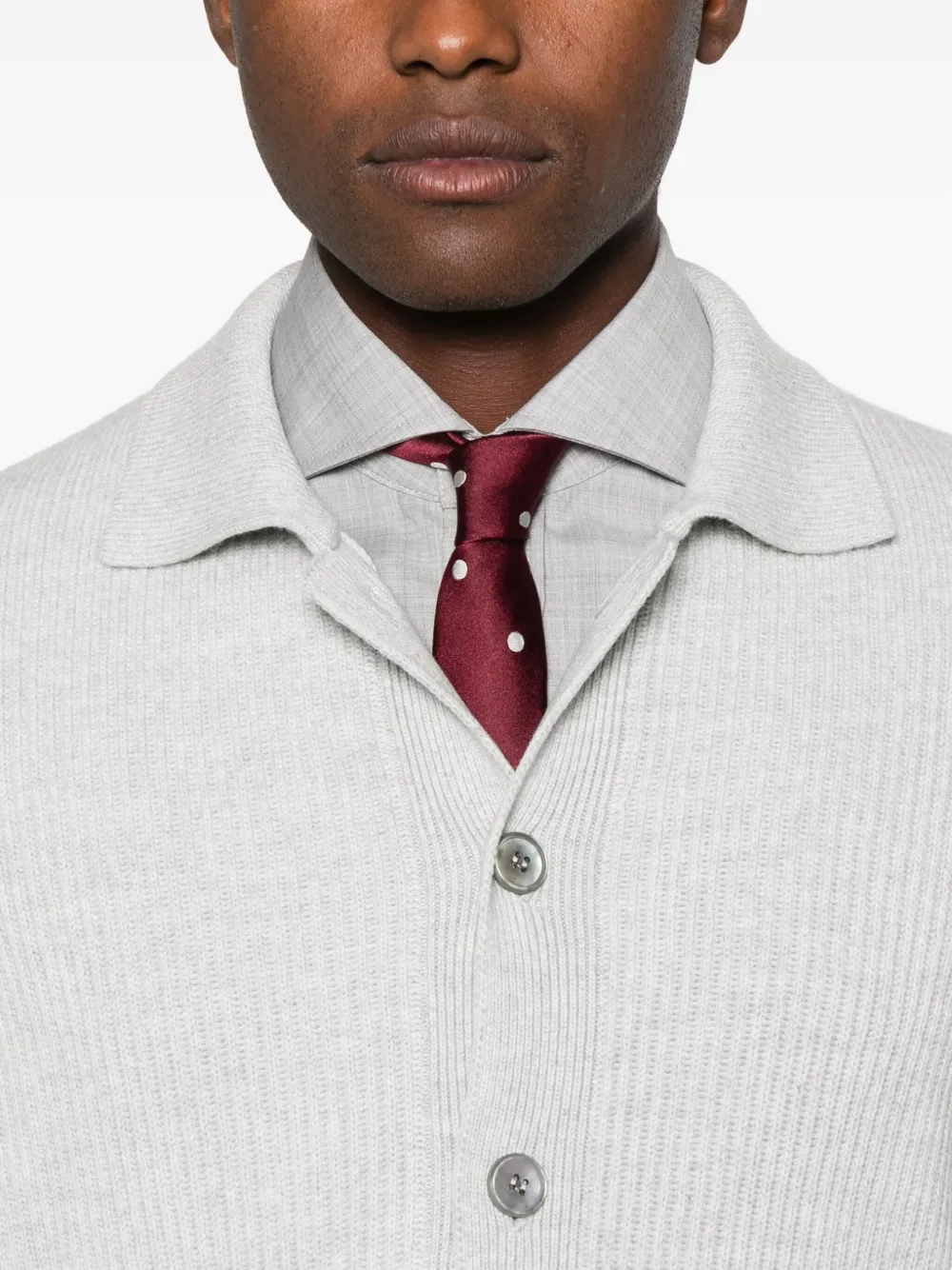 Gran Sasso Ribbed Button-up Cardigan In Gray
