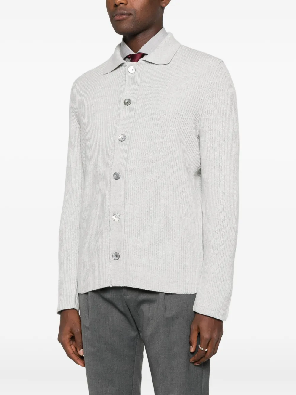 Gran Sasso Ribbed Button-up Cardigan In Gray