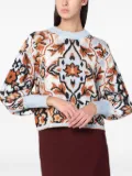 FARM Rio tapestry balloon-sleeve sweater - Blue