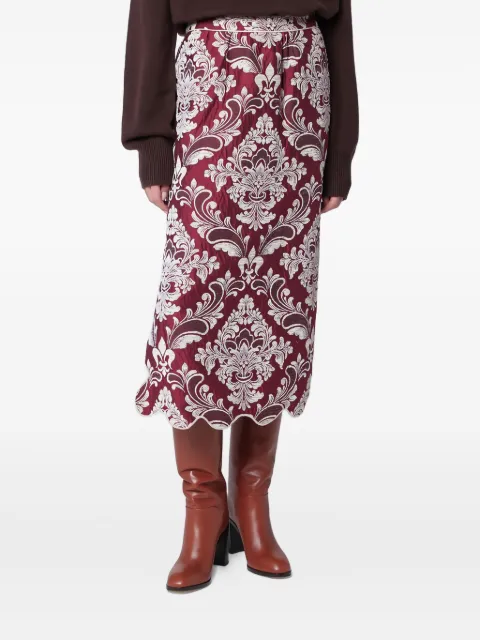 FARM Rio mellemlang nederdel i mønstret jacquard med takket kant