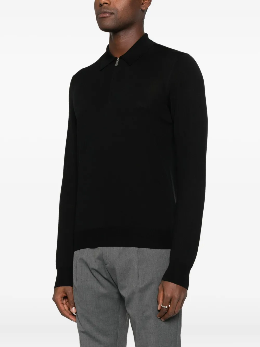 Gran Sasso Half-zip Wool Sweater In Black