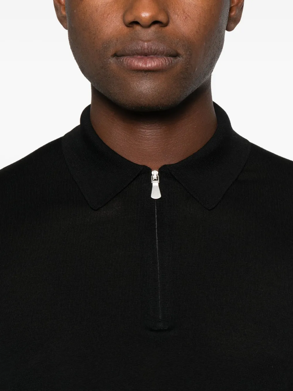 Gran Sasso Half-zip Wool Sweater In Black