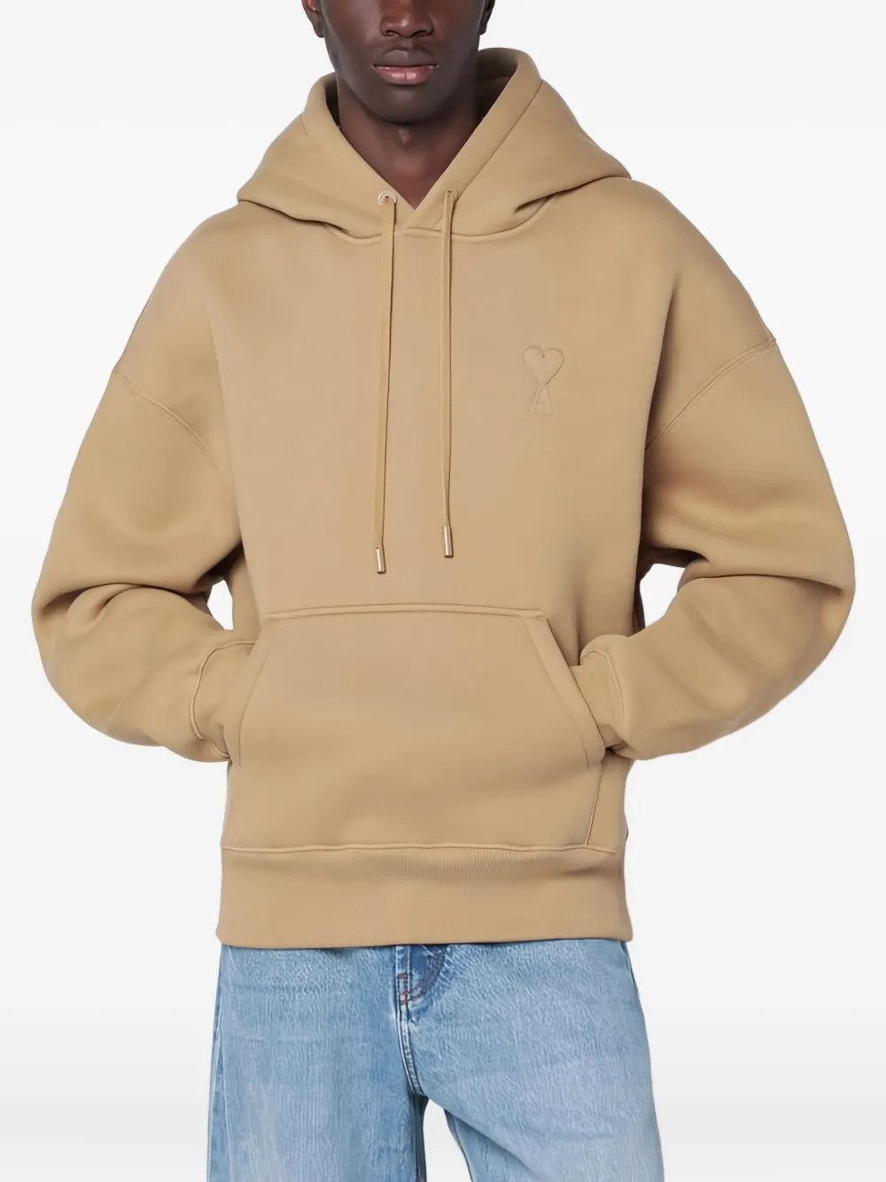 AMI Paris Hoodie met logo Bruin