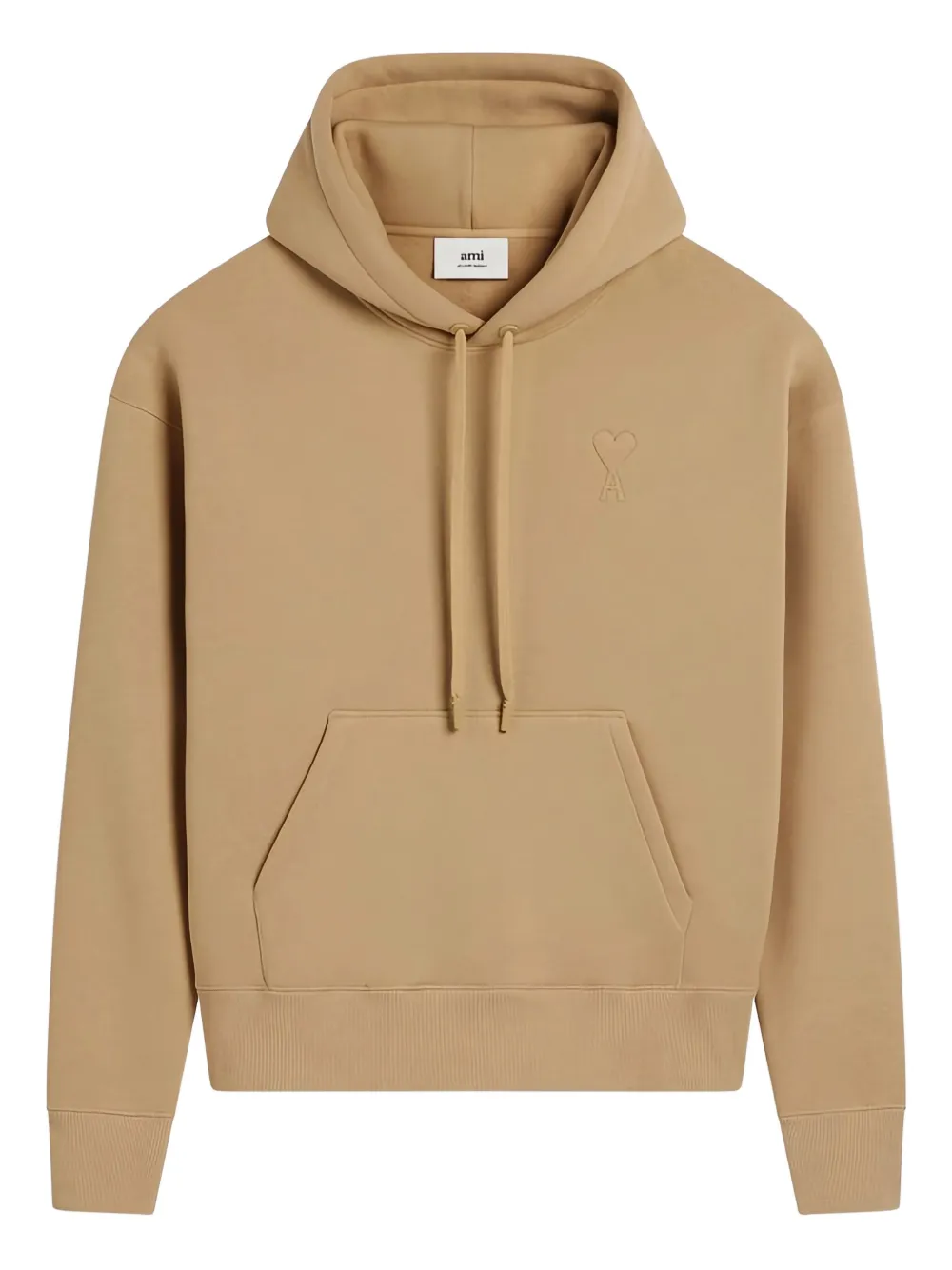 AMI Paris logo-detail cotton hoodie | Brown | Image 1