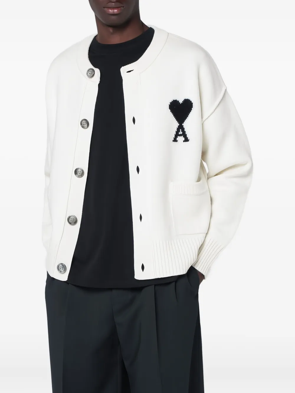 Ami Alexandre Mattiussi Ami De Coeur Cardigan In White
