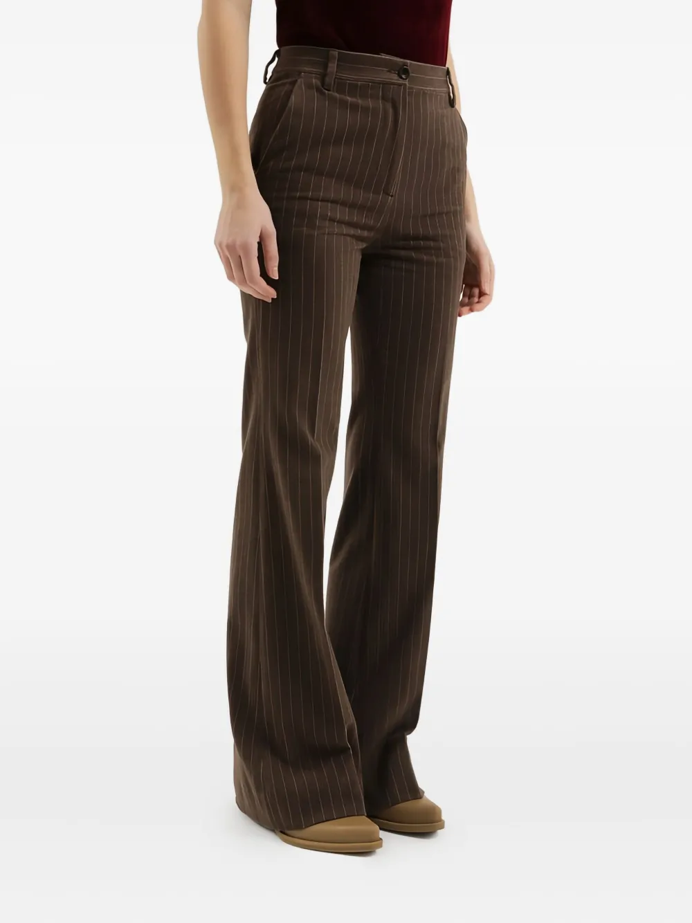 1989 STUDIO Flared broek met krijtstreep Bruin