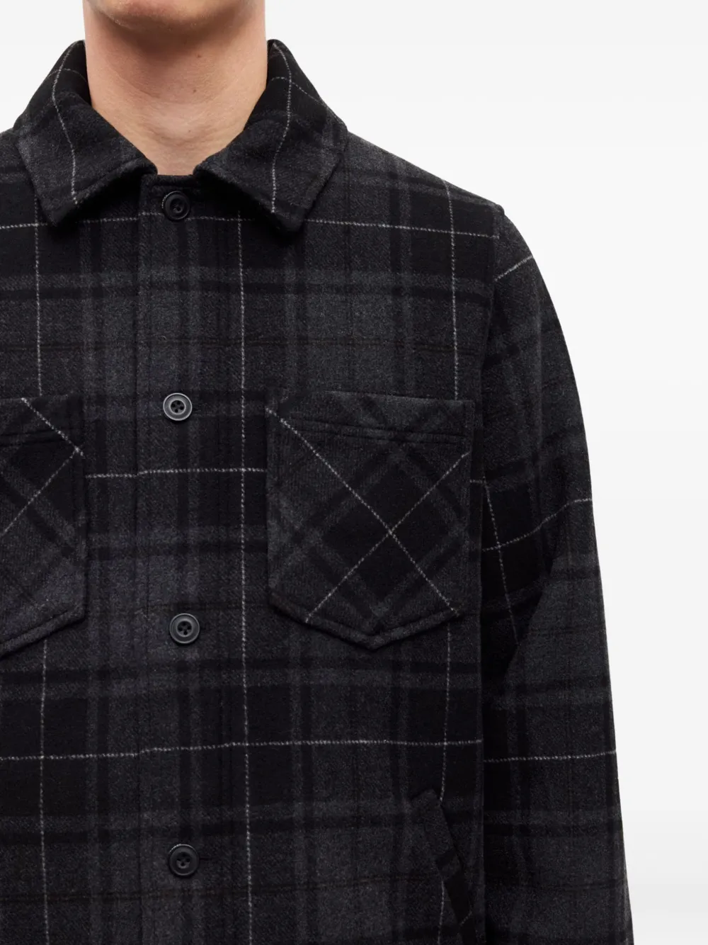 Samsoe & Samsoe Pally Plaid Overshirt In Black