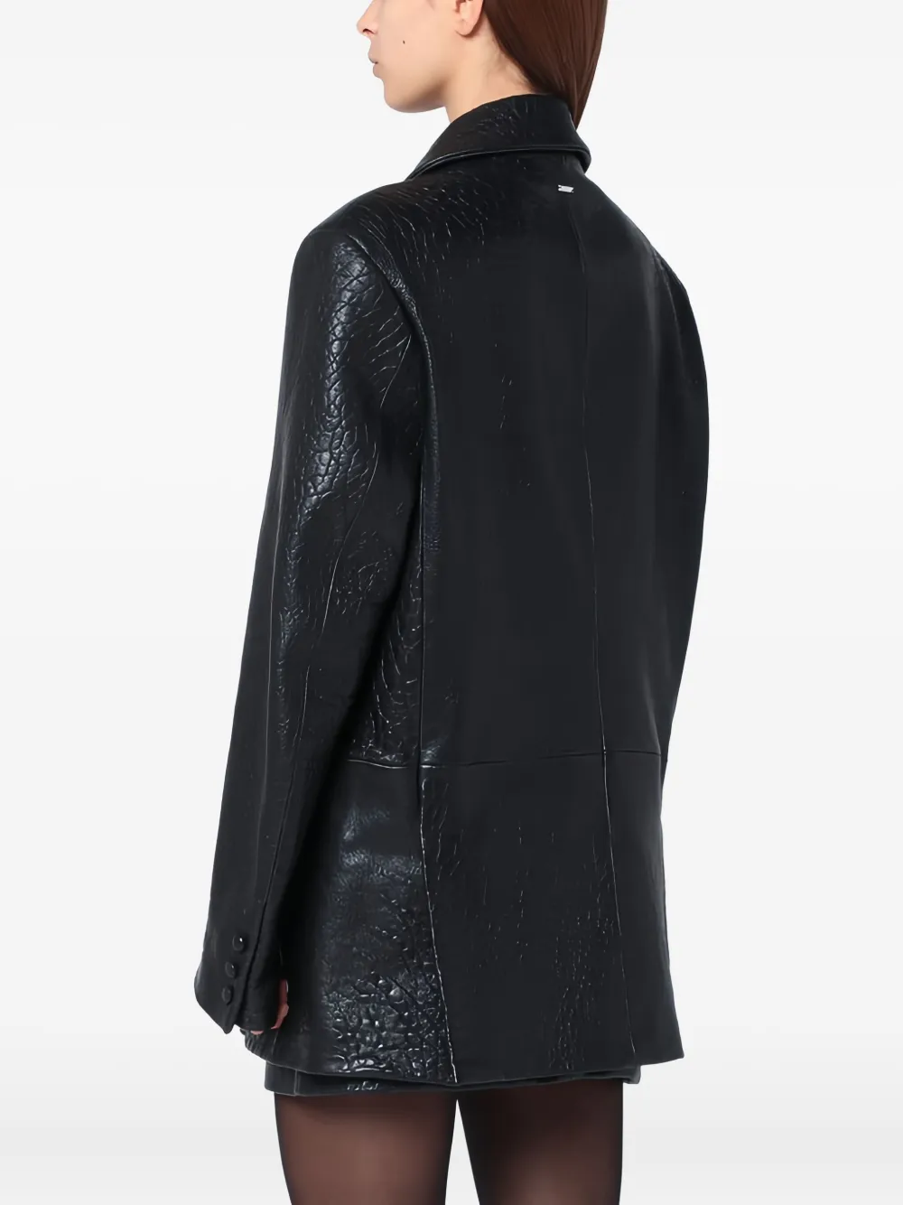 Cassell Black Double-breasted Leather Jacket In Black