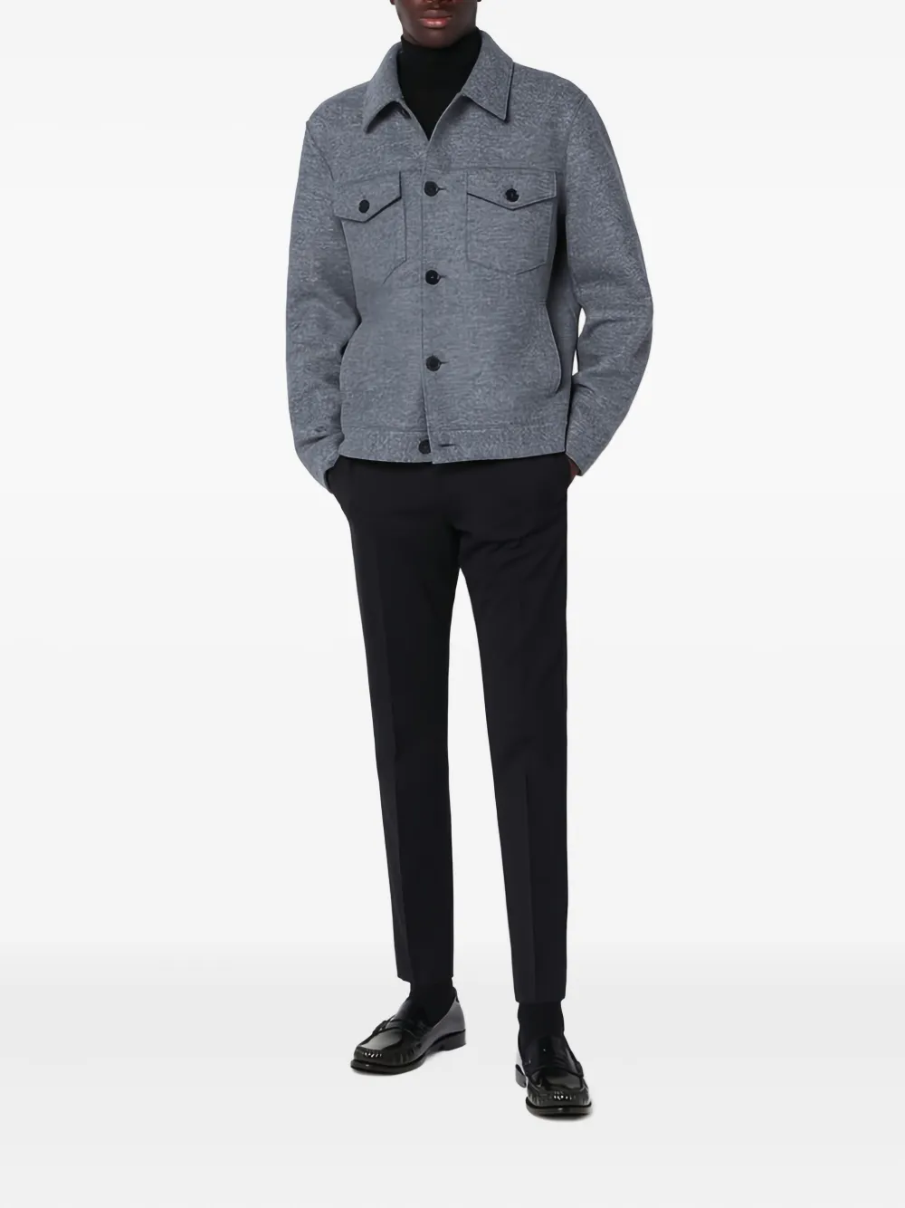 Harris Wharf London Wool Jacket With Chest Pockets And Collar In Gray