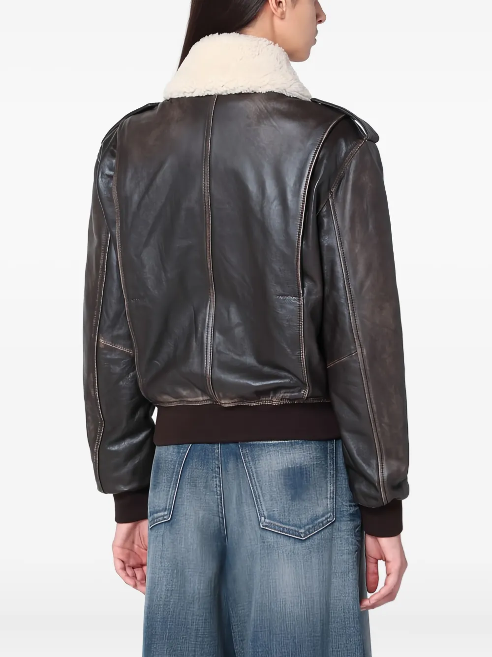 Halfboy Leren bomberjack Zwart