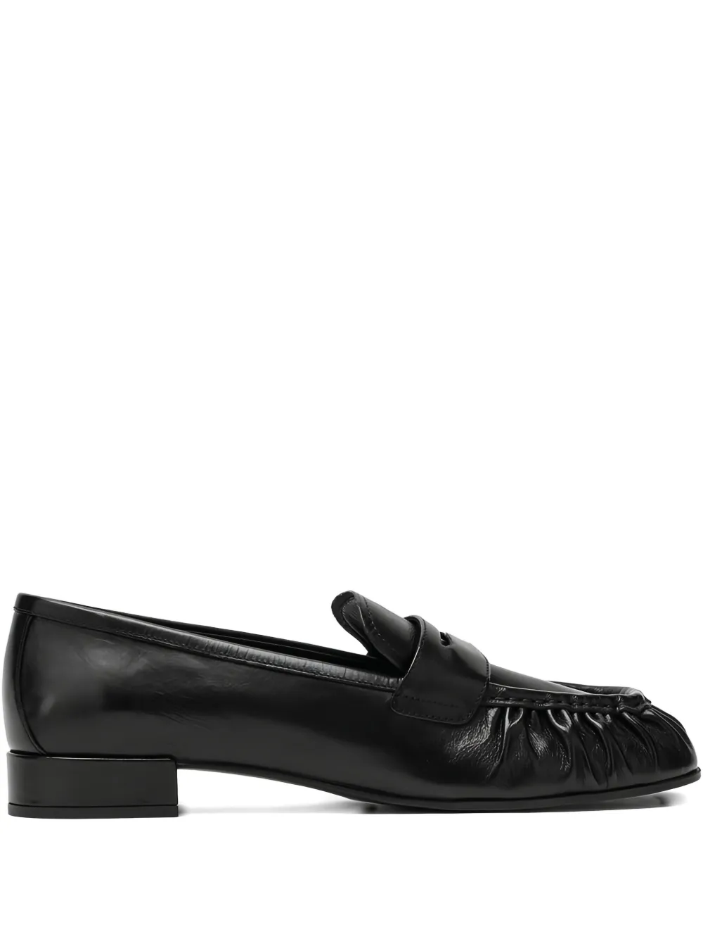 Prada ruched leather loafers Zwart