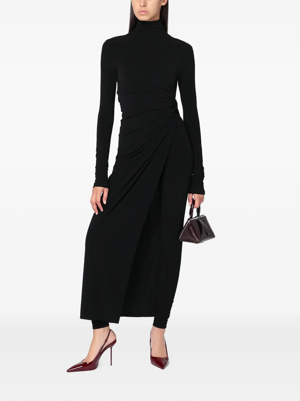 THE ANDAMANE open back draped dress | Black | Image 1