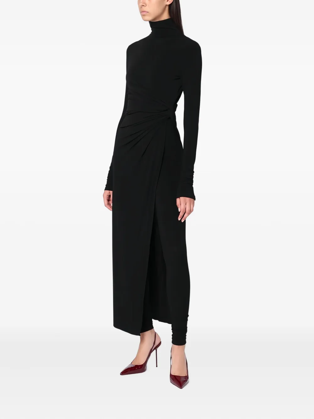 THE ANDAMANE open back draped dress - Zwart
