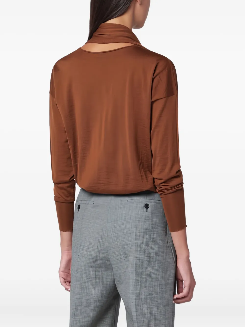 Roberto Collina Blouse met V-hals Bruin