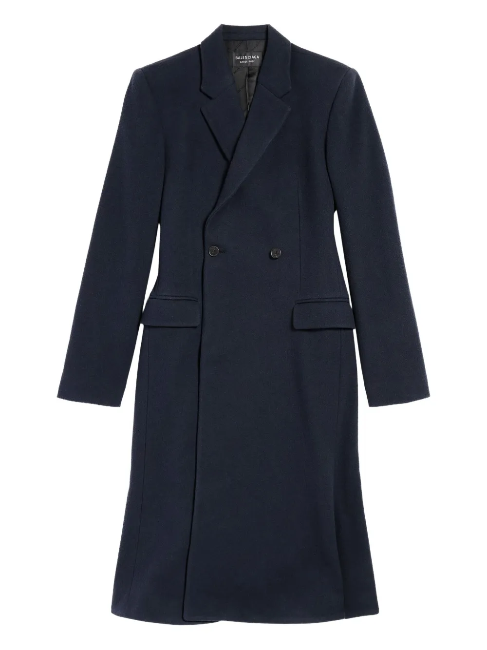 Balenciaga Wool Double-breasted Coat In Blue