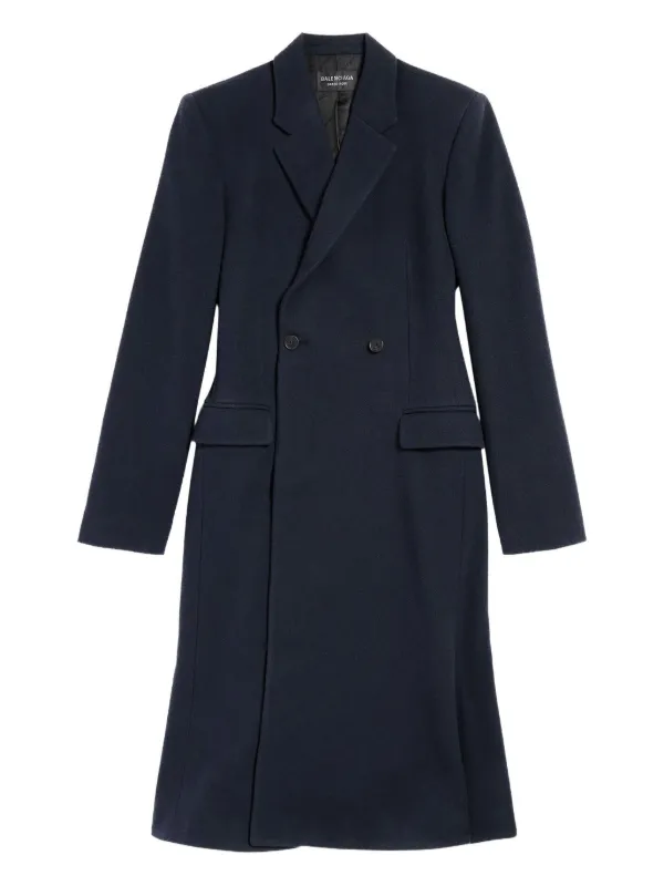 Balenciaga Wool Double-breasted Coat in Blue