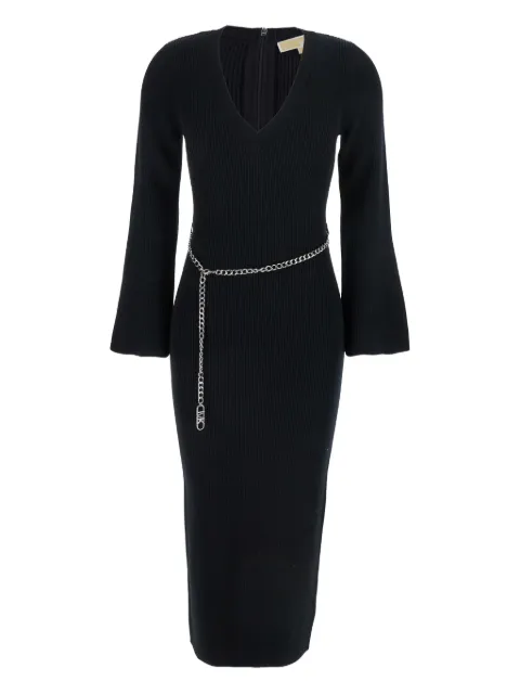 Michael Michael Kors chain-belt ribbed midi dress