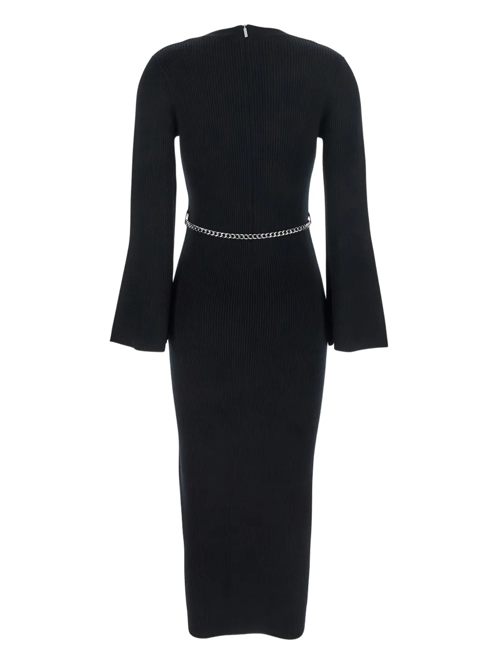 Michael Michael Kors chain-belt ribbed midi dress - Zwart