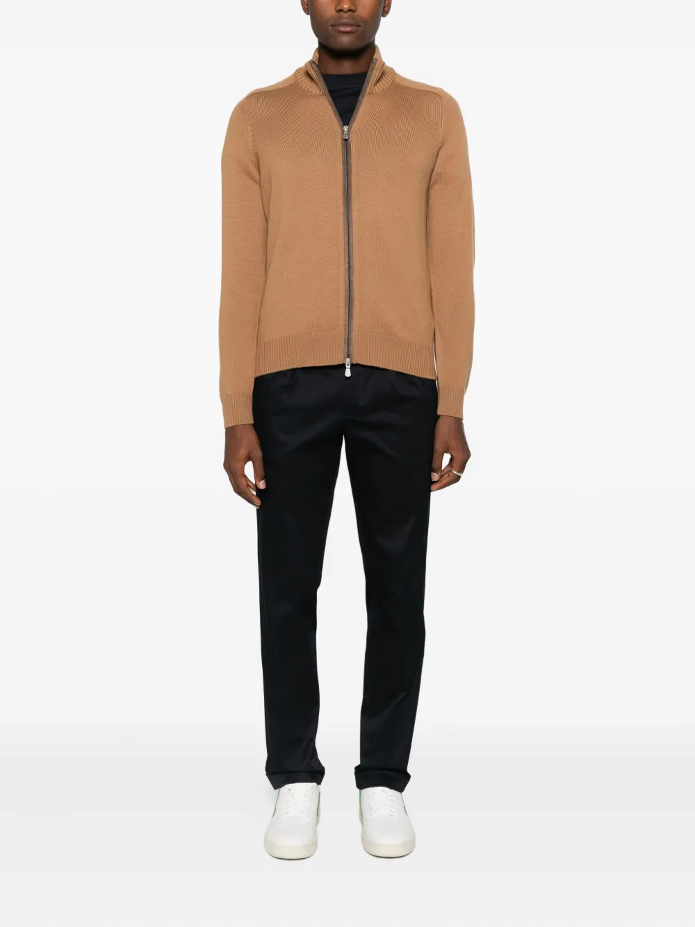 Gran Sasso Zip-up Cardigan In Brown