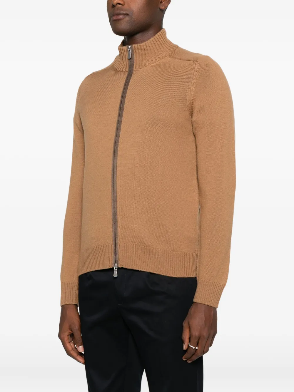 Gran Sasso Zip-up Cardigan In Brown