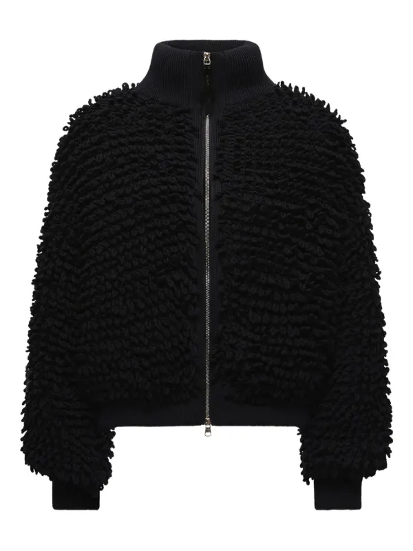 Moncler Grenoble Ribbed-collar Zip Cardigan in Black