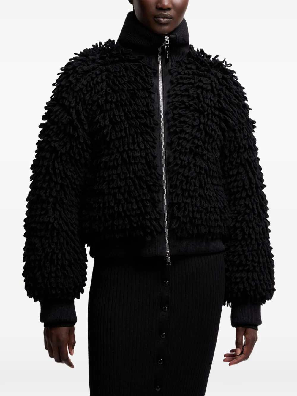 Moncler Grenoble Vest met geribbelde kraag en rits Zwart