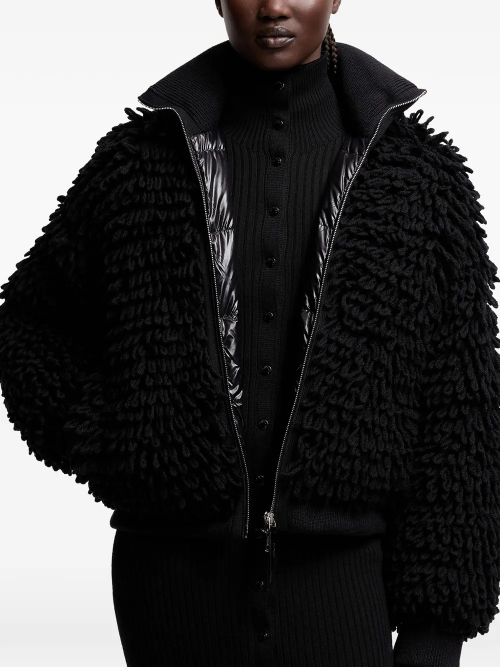 Moncler Grenoble Vest met geribbelde kraag en rits Zwart
