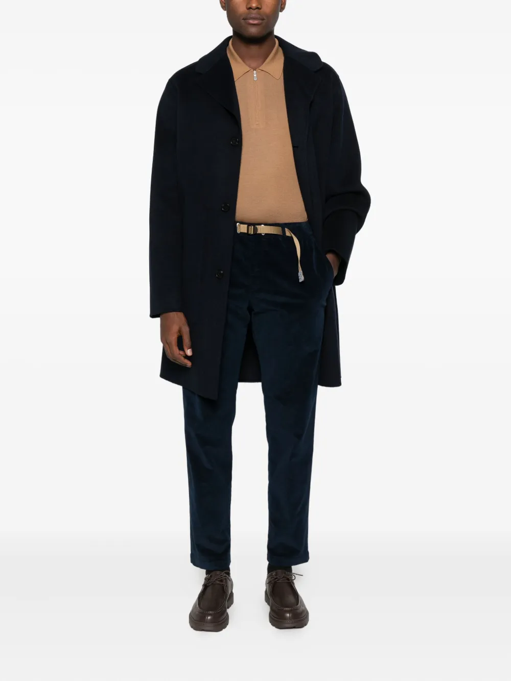 Gran Sasso Half-zip Polo Sweater In Brown