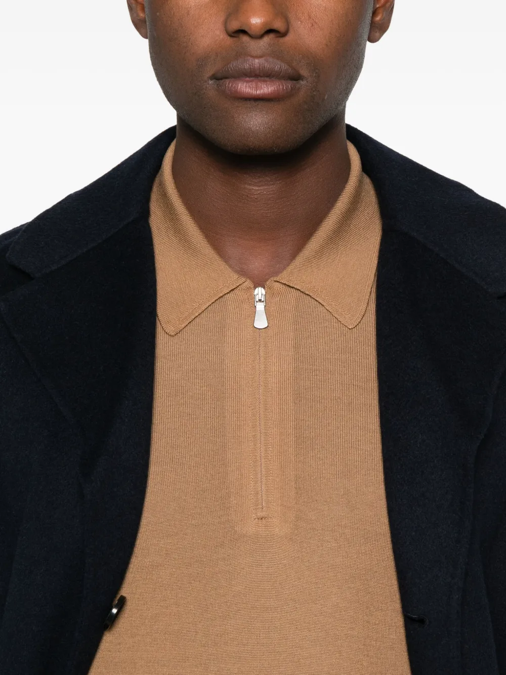 Gran Sasso Half-zip Polo Sweater In Brown