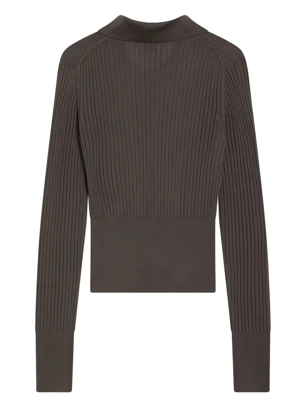 Fendi V-neck Ribbed Polo In Gray