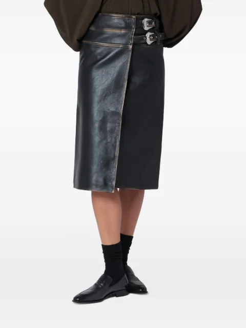 Namacheko buckle leather midi skirt