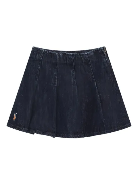 POLO RALPH LAUREN KIDS pleated denim mini-skirt
