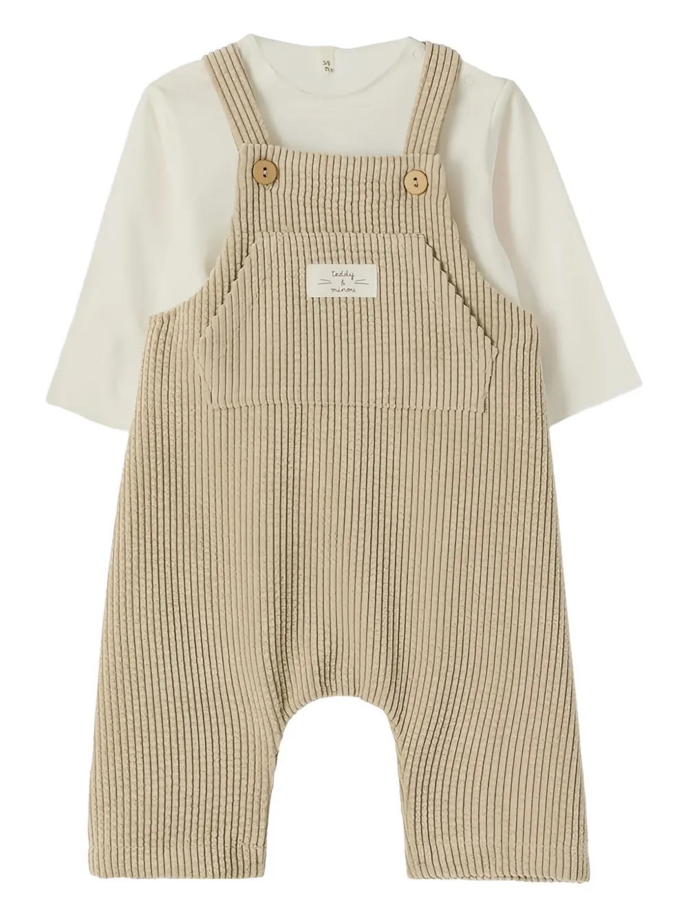 TEDDY & MINOU corduroy dungaree set | Neutrals | Image 1