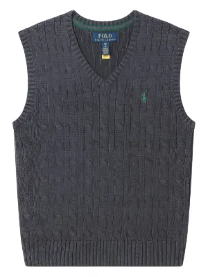 POLO RALPH LAUREN KIDS ケーブルニット ベスト | グレー | FARFETCH JP