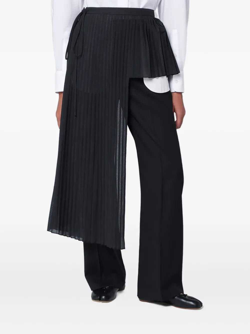 Mark Kenly Domino Tan Pleated Wrap Skirt In Black