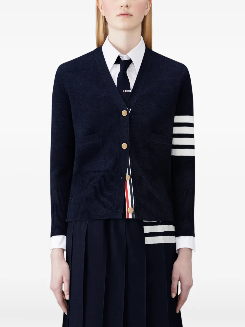 Thom Browne wool 4-Bar V-neck cardigan