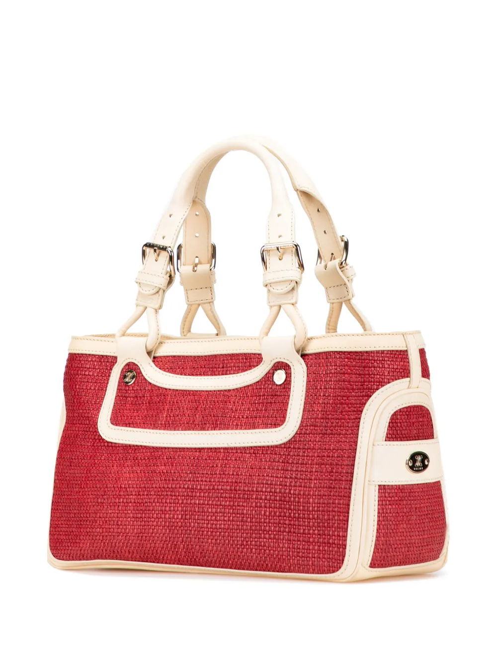 Pre-owned Celine 20th Century Raffia Boogie Handbag In Red