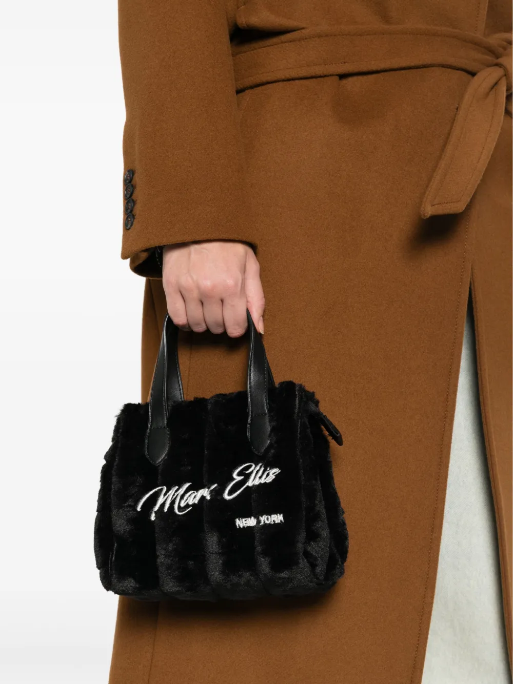 Marc Ellis Faux-fur Top-handles Cross Body Bag In Black