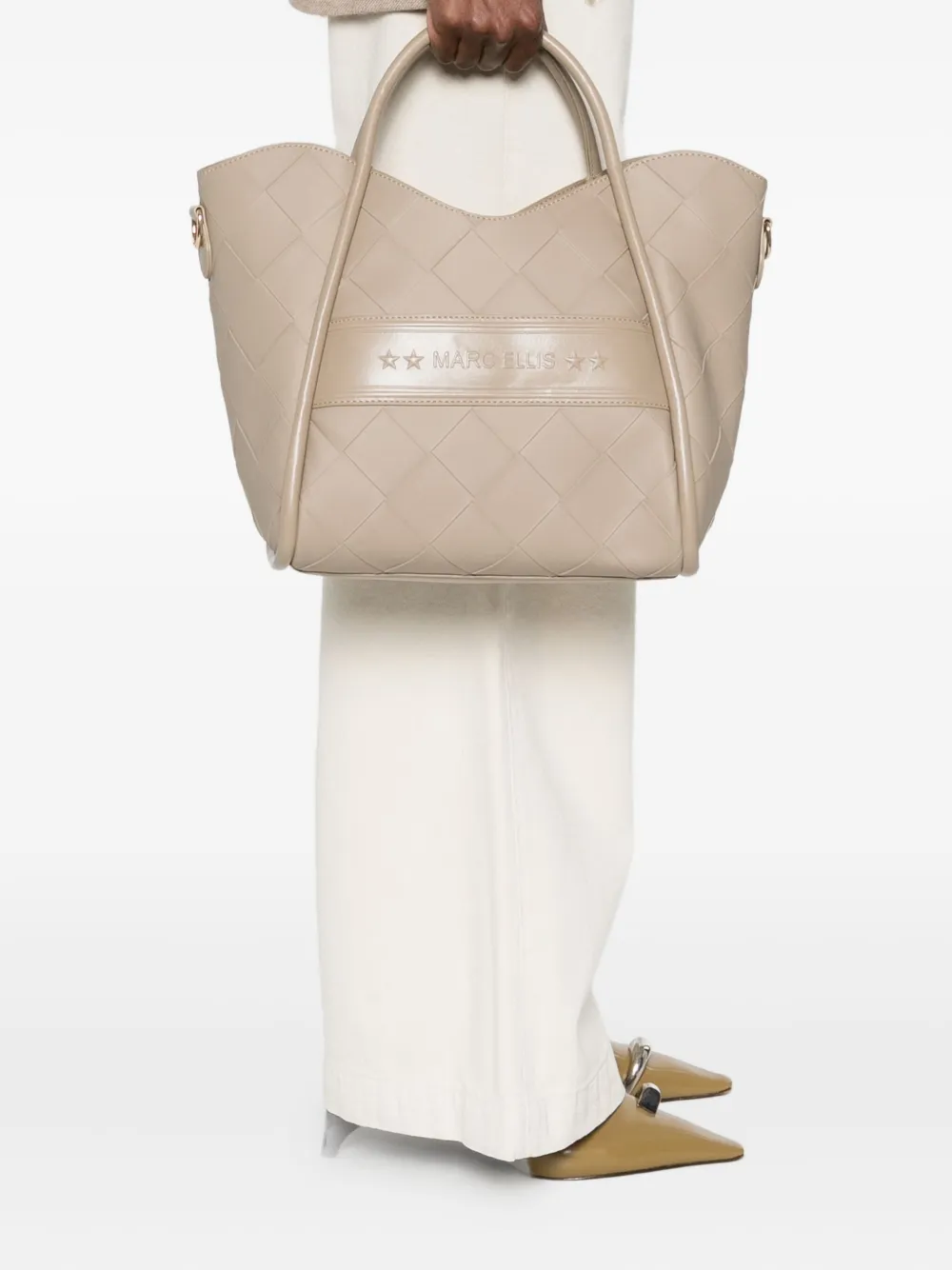 Marc Ellis Logo-patch Tote Bag In Neutral
