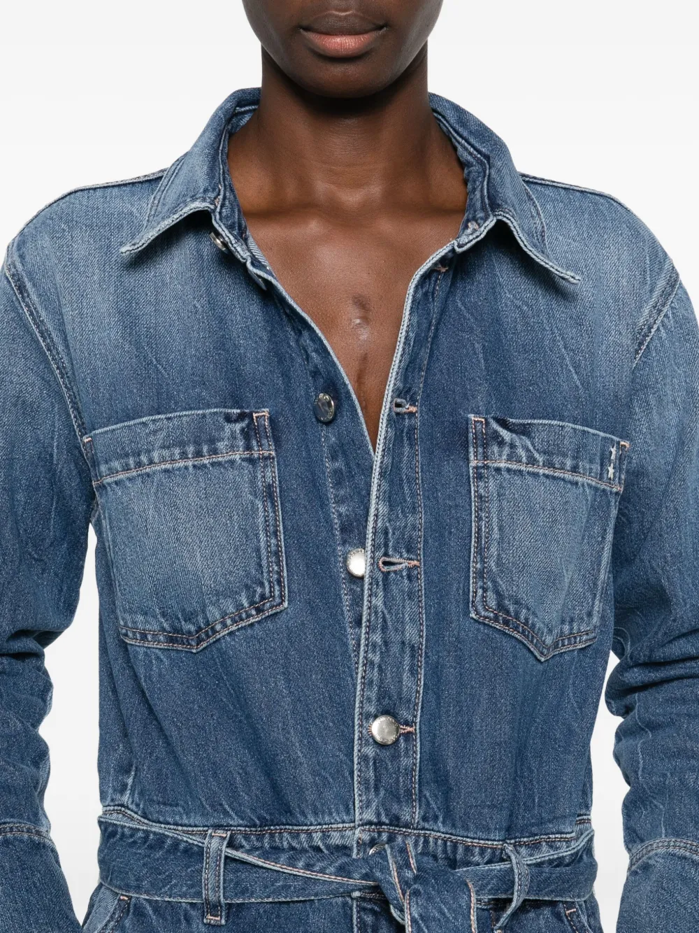 Belted Denim Jumpsuit