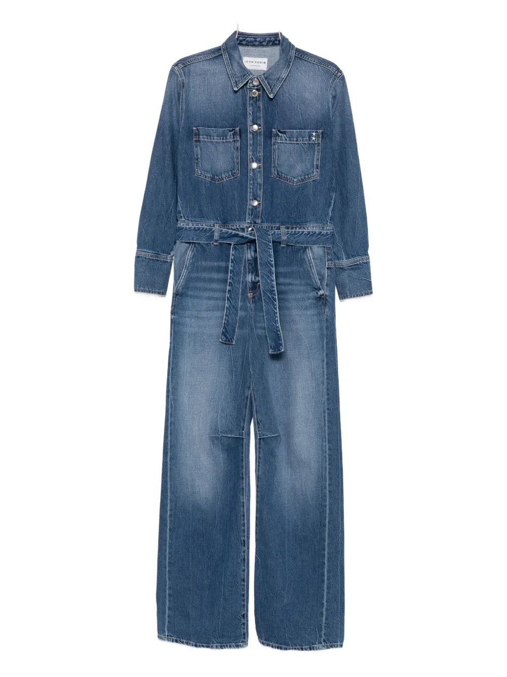 ICON DENIM belted denim jumpsuit - Blu