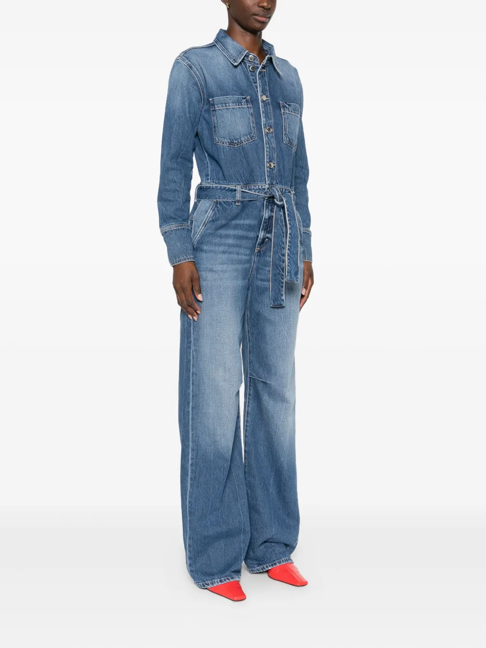 Belted Denim Jumpsuit
