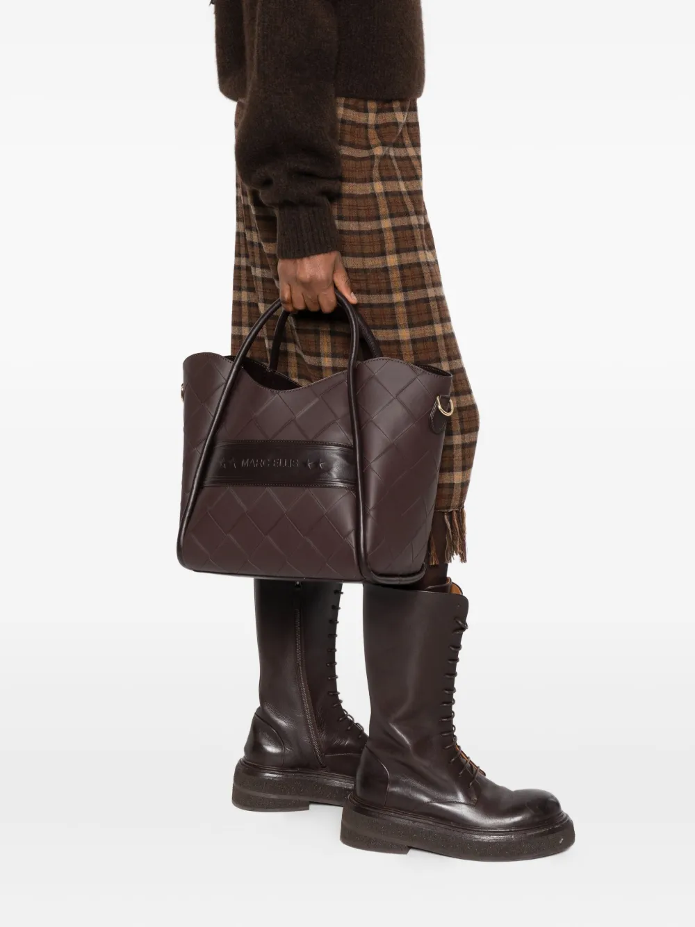 Marc Ellis Top-handles Logo-embossed Shoulder Bag In Brown